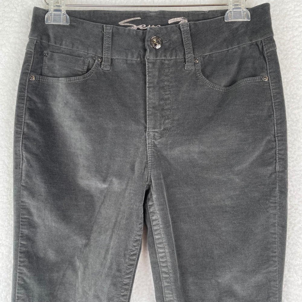 Seven7 Tummyless High Rise Skinny Pants Charcoal Grey Velvet Corduroy Size 6